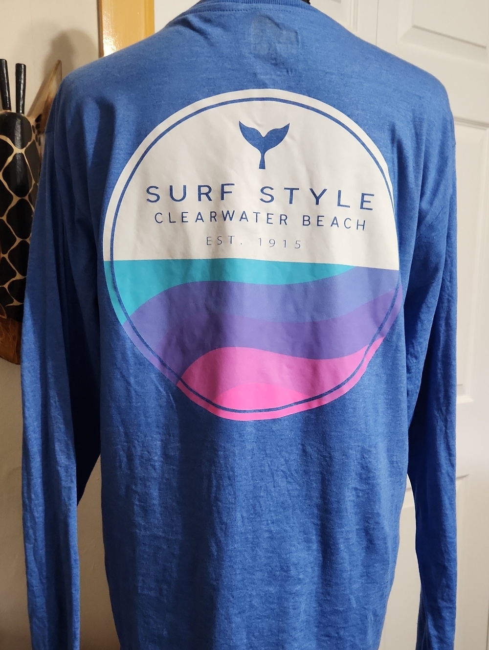Surf Style Clearwater Beach Long Sleeve Tee in Blue